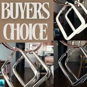 Chunky Geometric Square Earrings Cream Gold or Silver Tone